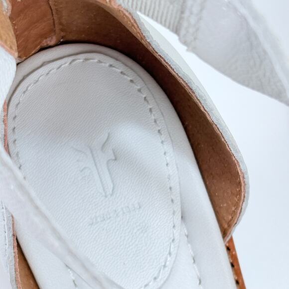 Frye BRIELLE Back Zip Ankle Block Heel Leather Sandals in White 9 M NWOB $349 - Picture 12 of 15